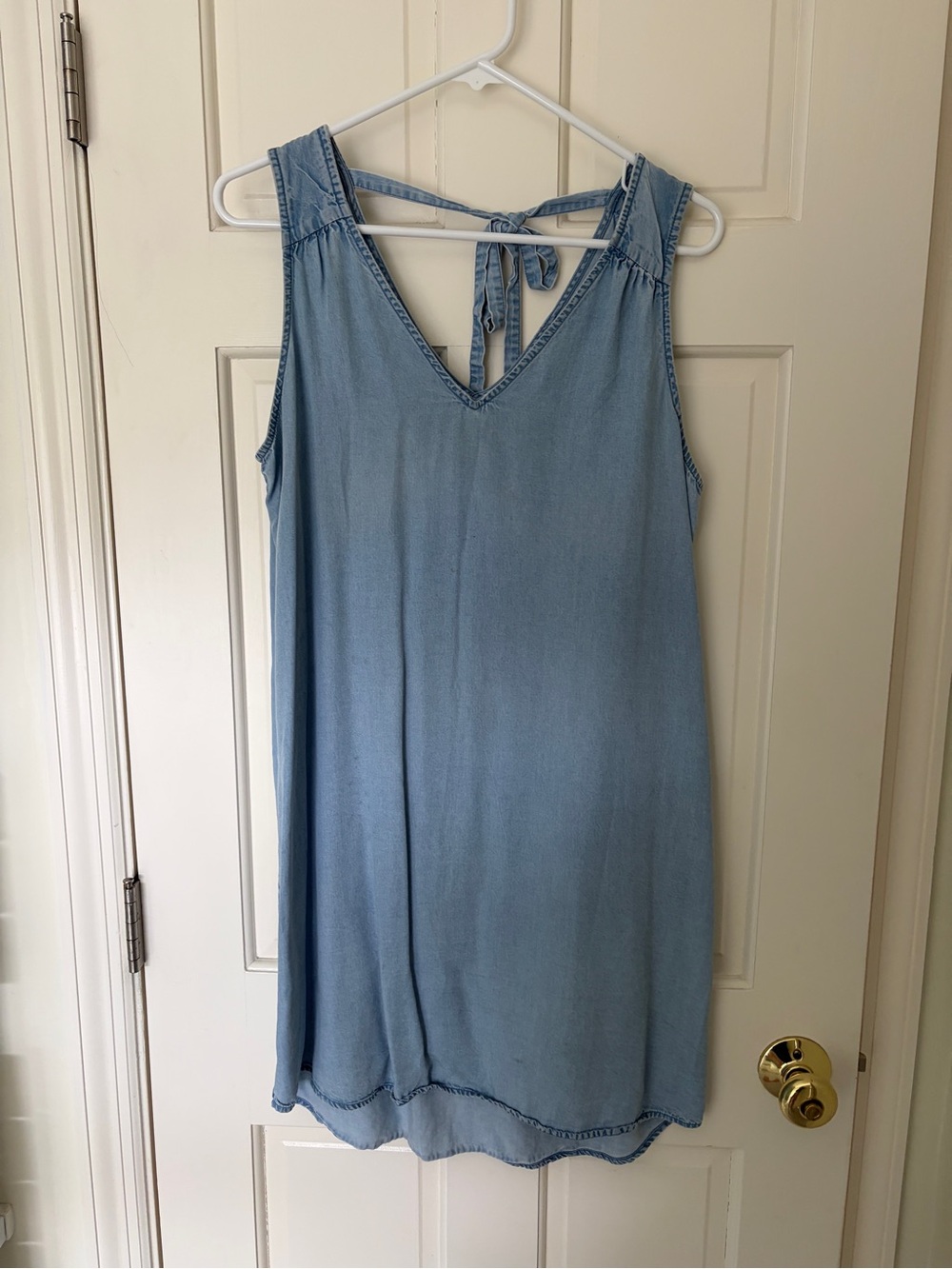 GAP Light Blue Denim-Style Sleeveless Tie-Back Dress